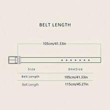 1pc Unisex Punk Style Metal Rivet Belt, Adjustable Casual Waist Belt Suitable For Jeans - Black Black Buckle - View 2