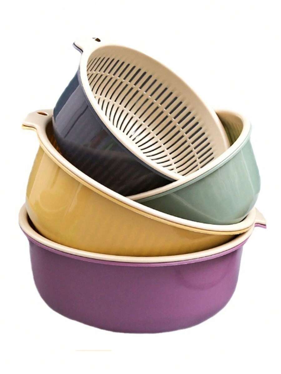 2/6 Vegetable Drainage Baskets, Plastic Vegetable Washing Baskets, Household Thickened Fruit Tray, Living Room Coffee Table, Drainage Basket, Kitchen Round Vegetable Washing Basin