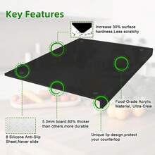 Cutting Board, Kitchen Home Restaurant Non-Slip Acrylic Black Transparent Cutting Board, Countertop Protector Cutting Board, Fruit Cutting Board, Kitchen Utensils, Apartment Essentials, Mother's Day Gift - màu đen - Xem 2