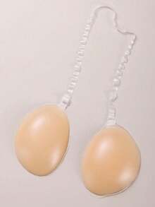 全新硅胶隐形文胸带肩带，防滑款式，提升聚拢，专为婚纱、无肩带连衣裙、隐形内衣、连衣裙和旅行/度假设计，提升乳沟和性感胸部胶带 - 杏色 - 查看 2