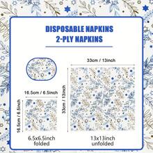 20 pièces/40 pièces/60 pièces, Serviette en papier motif fleur bleue et étoile à cinq branches - 2 couches 33 x 33 cm Serviette de cocktail convenant à la décoration de la maison et du restaurant, idéale pour les fêtes, les événements et l'usage quotidien, vaisselle de fête, vaisselle d'événement, vaisselle décorative