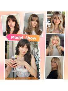 Flequillo postizo para cabello, extensión de cabello de 18 pulgadas con cobertura 360° 3D para mujeres con cabello ralo (Ombré marrón a rubio) - Multicolor - Ver 11