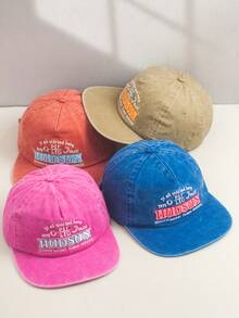 1pc Vintage Washed Embroidered Letter Soft Top Baseball Cap, Retro Style Adjustable Snapback Hat