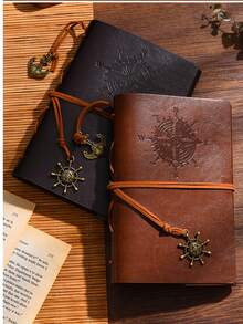 1pc Vintage Pirate Spiral Bound Notebook - Unique Style Travel Journal, Durable With Lined Pages For Note-Taking - Multicolor - View 1