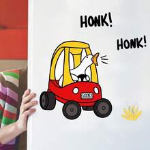 ملصق حائط جديد بشكل بطة كرتونية تقود سيارة حمراء، مناسب لديكور غرفة النوم وغرفة المعيشة، ملصقات ديكور المنزل