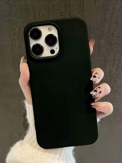 غطاء هاتف من مادة TPU أحادي اللون أسود متوافق مع هواتف آيفون 17 برو ماكس، 11/12/13/14 بلس، 7/8 بلس، XR/7/8 بلس، 15 برو ماكس، 17 إير، 16 برو ماكس، غطاء واقي مقاوم للصدمات