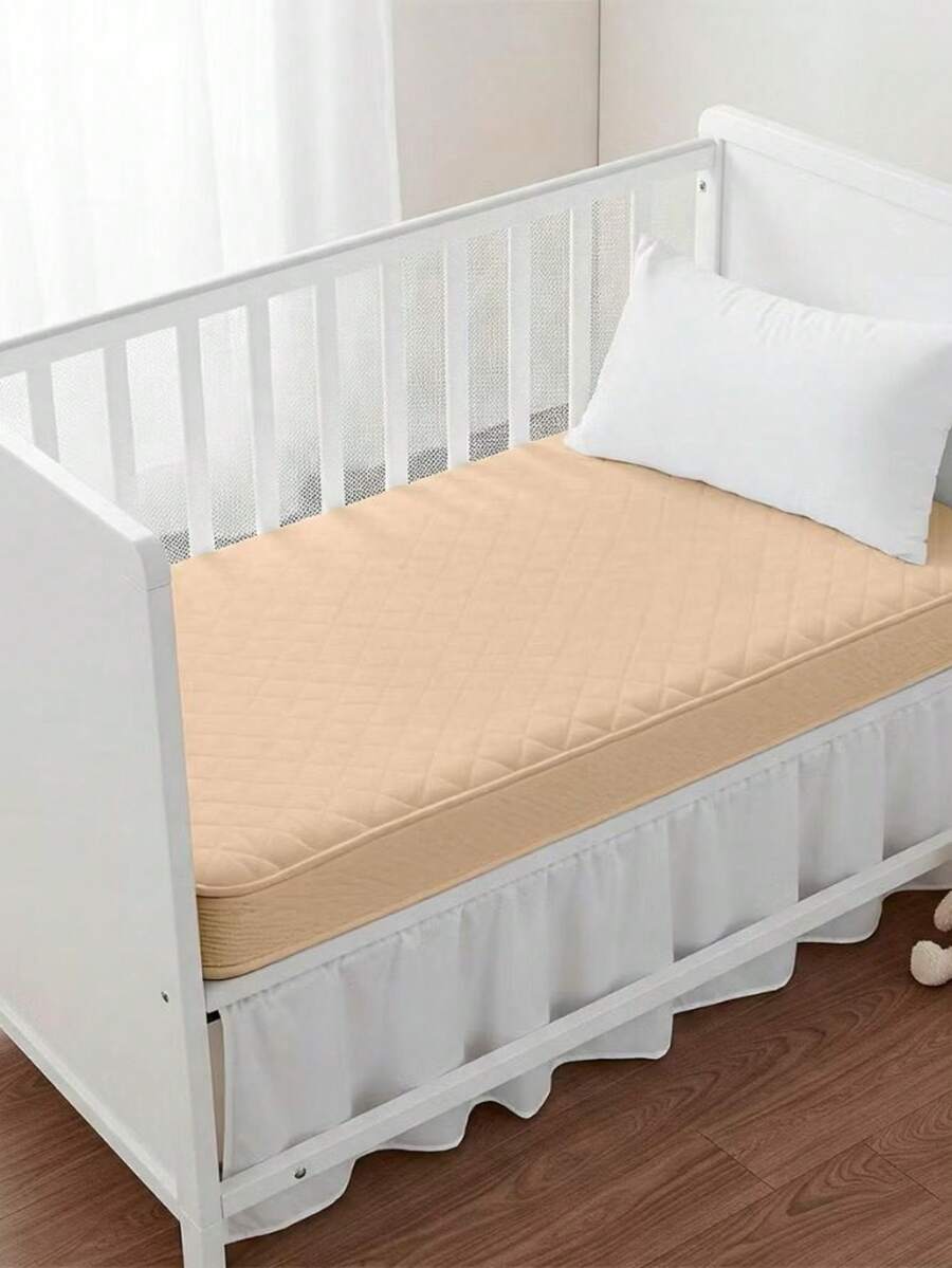 Waterproof Mattress Cover For American And Standard Crib With Elastic Protector 1 Piece - Màu be - Xem 1