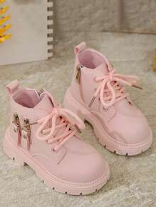 زوج من الأحذية القصيرة للبنات، بوت أطفال مسطحة جديدة للخريف/الشتاء، بوت كاحل متوسطة للأطفال، بوت أميرة للبنات، بوت قاع ناعمة للرضع، أنيقة ومتعددة الاستخدامات