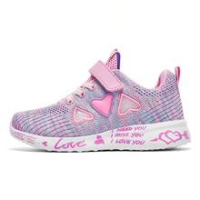 Kids' Lightweight Breathable Mesh Sneakers, School/Running Shoes, Hook-And-Loop Closure, Comfortable & Easy To Wear, Spring/Autumn - Pink - View 8