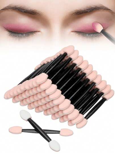 200 peças Pincel de Sombra de Duas Pontas, Pincel de Sombra de Dupla Face Descartável Aplicador de Esponja Dupla Ponta Oval Pincel Delineador Ferramenta de Pincel de Maquiagem