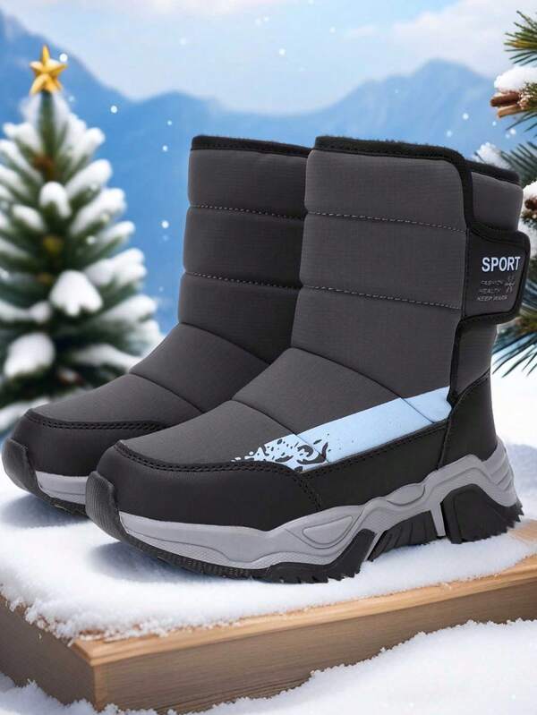 AFBB Children's Snow Boots, Winter Warm Snow Shoes For Boys, Waterproof And Anti-Slip For Teenagers, Thick Plush Boots For Girls And Girl, Outdoor Warm Shoes For Boy, Suitable For Cold Weather, Walking, Camping, Hiking And Skiing. The Hook-And-Loop Side Opening Makes These Snow Boots Easier To Put On And Take Off. The Textured Outsole Provides Anti-Slip Traction.