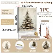 1 szt., płótno ścienne, dekoracje świąteczne, oprawione ozdoby świąteczne, śnieżny zimowy krajobraz, Święty Mikołaj, wystrój świąteczny w stylu rustykalnym, wystrój bożonarodzeniowy w stylu vintage, bałwan, choinka, pociąg świąteczny, dekoracja pokoju bożonarodzeniowego, wystrój salonu