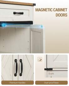 HaluPeit Kitchen Storage Cabinet, Bathroom Storage Cabinet, Coffee Bar, Modern Farmhouse Buffet Cabinet With Storage, Sideboard Cabinet With 2 Doors And 1 Drawer, Kitchen Storage Cabinets With Adjustable Shelves For Dining Room, White Brown - trắng nâu - Xem 7