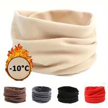 1pc Unisex Thick Fleece Scarf - Windproof, Warm, Solid Color, Stretchy Fit, Machine Washable, Suitable For Autumn/Winter Fashion, Winter Fashion Accessory | Minimalist Scarf | Polyester Blend Scarf, Women Scarf, Women Neck Warmer, Women Headband, Women Headwrap - Multicolor - View 3