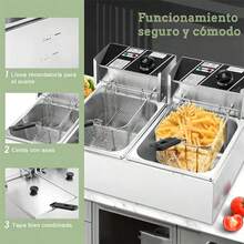 Freidora Aceite Eléctrica Plateado 3400 W Automática Industrial Acero Inoxidable Gran Capacidad 12 Lt - Plateado - Ver 2