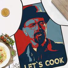 1pc "Let's Cook" Printed Apron, Durable Polyester Material, Suitable For Cooking, Barbecue, Gardening, Painting, Manicure, Unisex, Indoor And Outdoor Use