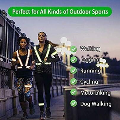 1pc Reflective Safety Vest, High Visibility Adjustable Safety Gear, Suitable For Night Cycling, Hiking, Jogging, Walking Dogs, Climbing, Night Activities, All Seasons (No Power Supply)