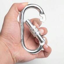 1pc O-Ring Stainless Steel Spring Snap Hook, 4500lbs Load Capacity, With Spiral Lock Fastener, Equipment Connector Ring, For Hammock, Travel, Cycling Backpack, Pet Leash - Durable Metal Industrial Style