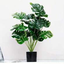 1pc Artificial 24-Leaf Turtle Back Philodendron Plant Bunch