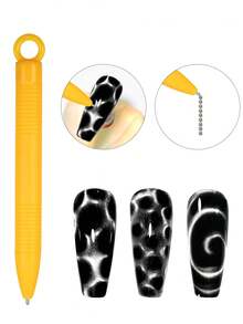 3件套3D心形美甲磁性套装，三合一猫眼效果双线月牙蛇皮法式美甲UV磁性棒美甲工具，适合DIY家庭美甲沙龙 - 彩色 - 查看 6