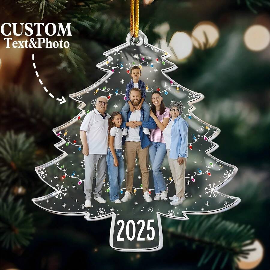 Custom Photo On Christmas Tree - Personalized Acrylic Photo Ornament Christmas Kids' Room Decoration - Multicolor - View 1