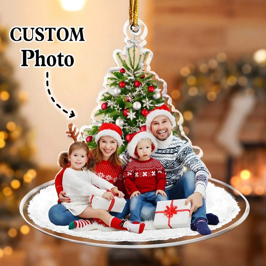 Thanksgiving Day Gift For Family Grandparents - Personalized Acrylic Photo Ornament Christmas Kids' Room Decoration - Multicolor - View 1