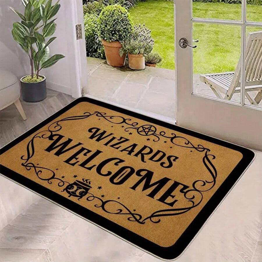 1pc Crystal Velvet Entrance Doormat With English Text Graphic, Anti-Slip And Dirt-Resistant, Suitable For Bedroom, Entryway