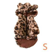 Autumn/Winter Pet Cat Dog Rabbit Fur Hooded Leopard Print Jacket, Thermal Lined Warm Outerwear For British Shorthair, Ragdoll Cats, Small/Medium Pets