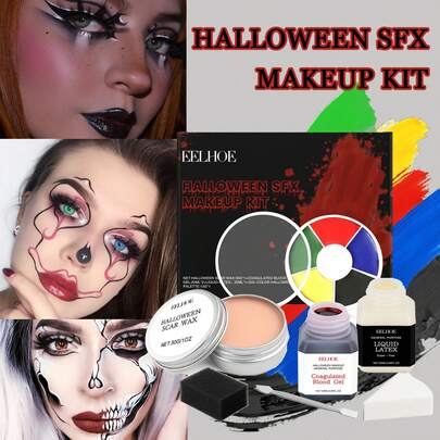 1pc Halloween Makeup Kit, Halloween Atmosphere Makeup Palette, Easy To Apply, Long-Lasting, Makeup Tool Set, Suitable For All Skin Types