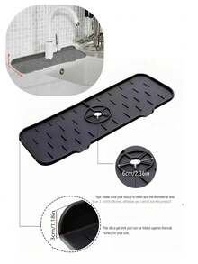 1pc Faucet Drain Mat Sink Splash Pad Silicone Drain Mat Sink Table Hand Washing Water Pad Silicone Waterproof Mat Silicone Drying Mat,Non-Slip Kitchen Mats For Sink Side, Natural And Hygienic Kitchen Essential For Home And Kitchen Room Decor, Part Of Your Cozy Fall& Winter Styles And Christmas Decorations