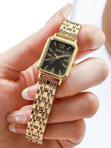 1 Pc Fashionable Square Dial Rivet Marked Quartz Watch With Metal Strap, Suitable For Birthday, Teen Gift, Summer Vacation, Back To School, Halloween Gift - Silver - View 23