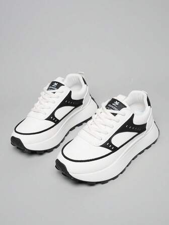 New Chunky Sneakers For Women, Autumn/Winter, Increased Height, Thick Sole, Casual, Color Blocking, Versatile