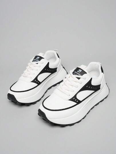 New Chunky Sneakers For Women, Autumn/Winter, Increased Height, Thick Sole, Casual, Color Blocking, Versatile