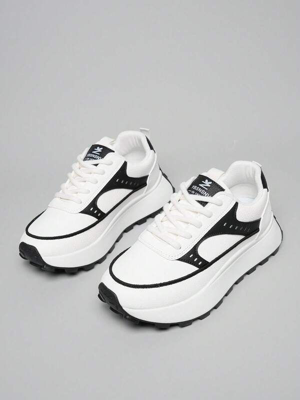 New Chunky Sneakers For Women, Autumn/Winter, Increased Height, Thick Sole, Casual, Color Blocking, Versatile