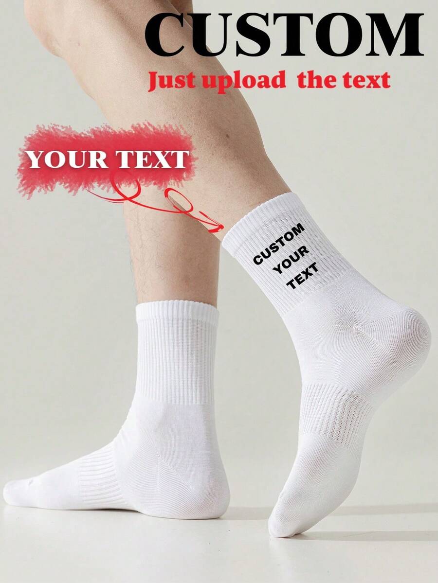 1 Pair Of Customized Crew Socks,Custom Face Socks, Couple Socks,Custom Photo Sock, Custom Printed Socks, Personalized Funny Face Socks, Custom Picture Socks, Put Any Face On The Socks, Anniversary Gift, Valentine Gift, Birthday Gift, Wedding Gift, Mother's Day Gift, Father's Day Gift, Best Friend Gift - White - View 1