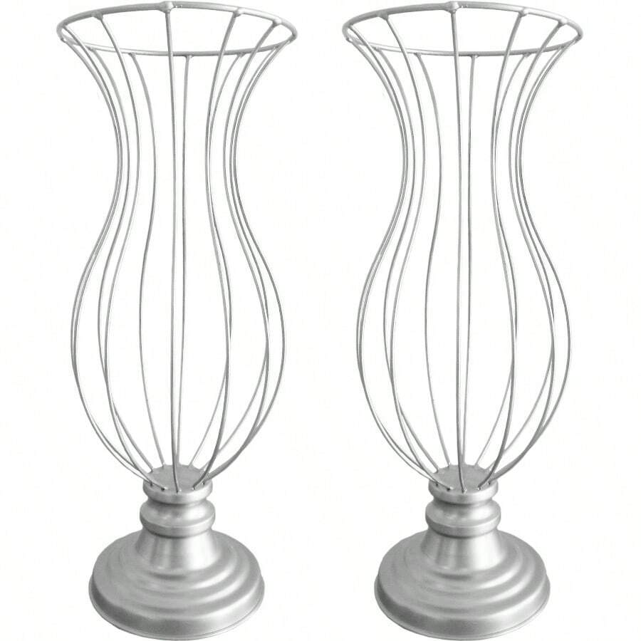 2 Vases With 45cm Frame And Jars For Luxury Decoration, Wedding Party - Silver - View 1
