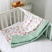 1 Stück Baby Decke für Jungen und Mädchen, weiche Plüsch Minky Decke mit doppelter Lage gepunktetem Rücken für Kleinkinder, mehrfarbig Muster 30 x 40 Zoll (75 x 100 cm)