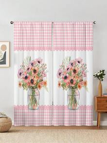 2 chiếc rèm cửa sổ nhà bếp in hoa hồng - Thiết kế bình hoa màu nước trang trại, rèm không lỗ, dùng trang trí phòng ngủ, văn phòng, nhà bếp, phòng khách, phòng học - Nhiều màu - Xem 8