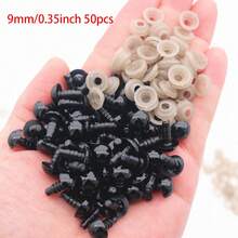 50 Stück 5mm-24mm Kunststoffaugen mit Unterlegscheiben, Bastelaugen für Amigurumi, Stofftiere, Häkelprojekte, Teddybären, DIY schwarze Augen, Herstellungszubehör - Schwarz - Übersicht 7