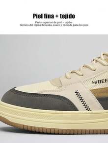 Zapatillas De Skate Casuales Para Hombre,Men's antideslizante zapatos deportivos ligeros,fitness/commuting,multifuncional deportes usable simple color que choca zapatos de tablero de estudiante. - Beis - Ver 6