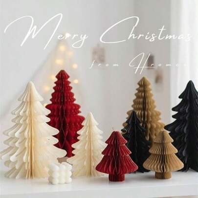 1 pieza Decoración de árbol de Navidad 3D, adorno de árbol de Navidad de papel artesanal, decoración de árbol de Navidad de papel plegable para escenografía, utilería fotográfica, decoración de escritorio, regalo de Navidad