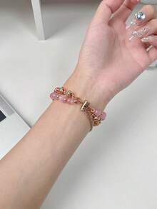 1 pieza Pulsera de mujer con piedra de ojo de gato apta para Xiaomi Mi Band 10/9, rastreador de fitness inteligente 8/7, Band 10/9/8/7, de moda y elegante para el verano - Collar de ojo de gato blanco - Ver 3