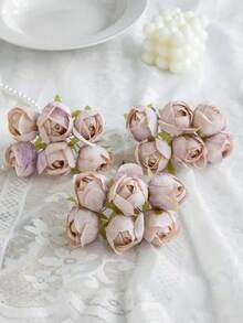 1/3/5/250 piezas Ramo artificial de brotes de té de 10cm para decoración del hogar, comedor, dormitorio, fiestas, cumpleaños, jardín exterior, bodas, centros de mesa, jarrones, decoración de balcón y pared, oficina, festivales - marrón - Ver 4