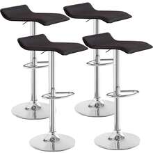 VECELO Bar Stools Set Of 4, Modern PU Leather Adjustable Bar Stools With Back, 360° Swivel Bar Height Stools For Kitchen Counter Island - No Stripes - View 17