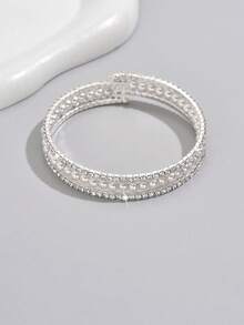 1pc Fashionable Minimalist Multi-Row CZ & Faux Pearl Women Bracelet, For Daily Wear