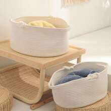 Solid Color Thickened Foldable Laundry Basket, Blanket Basket, Handwoven Basket With Handle, For Storing Clothes, Blankets, Quilts, Pillows, Toys, Miscellaneous Items, Shoes, Suitable For Bedroom, Laundry Room, Hallway