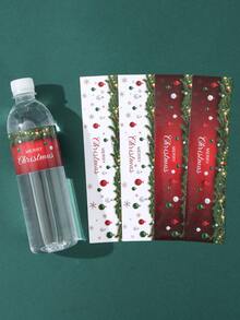10/24Pcs Merry Christmas Water Bottle Stickers,Red And White Style Christmas Ball Water Bottle Packaging Label Stickers, Waterproof Stickers For Christmas Party Bottle Wrap Gift Stickers,Christmas Party Decor,Bottles Envelopes Gifts Tags Crafts,Christmas Decor,Festive Birthday Party Decoration Supplies,Christmas Gift,Party Favor