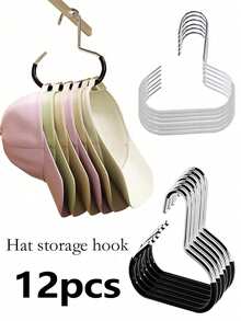 12pcs/Set - 1 Hat Organizer Rack, 1 Belt Organizer Rack, Closet Storage Shelves For Belts, Ties, Scarves, Camisoles, Hats, Bras, Shoes, Handbags, Dresses, Pants, Jeans, Boots, Skirts - Multicolor - View 12