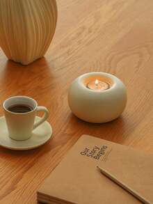 1件套白色陶瓷烛台 - 创意简约家居装饰，适用于餐桌和书桌，圆形烛台，餐桌、婚礼、节日家居装饰，圣诞节和新年理想之选 - 彩色 - 查看 4