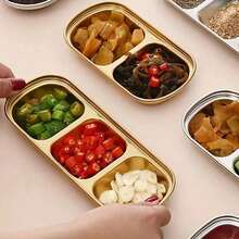 1pc Stainless Steel Korean Style Dipping Sauce Dish, Hot Pot & BBQ Seasoning Plate - Silver - View 6